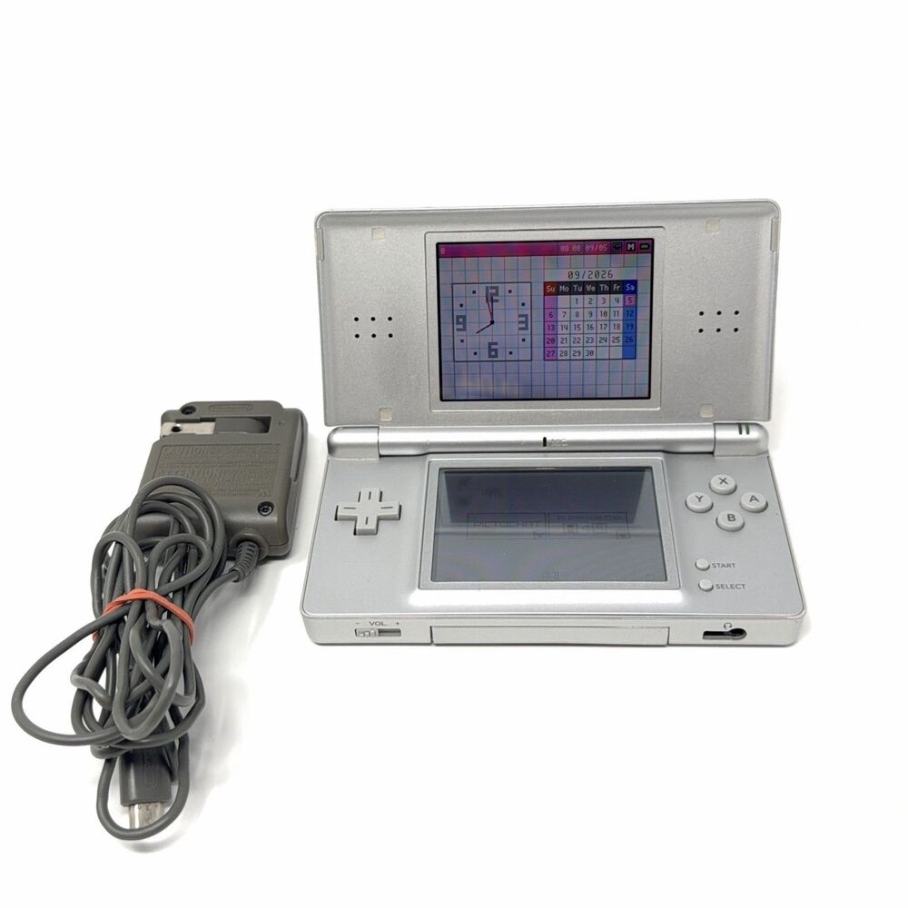 Nintendo DS Lite Silver Handheld Gaming Console Charger Included No Stylus